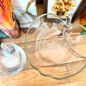 Vintage Hazel Atlas Glass Apple Decor Divided Serving Bowl Set of 5 Farmhouse